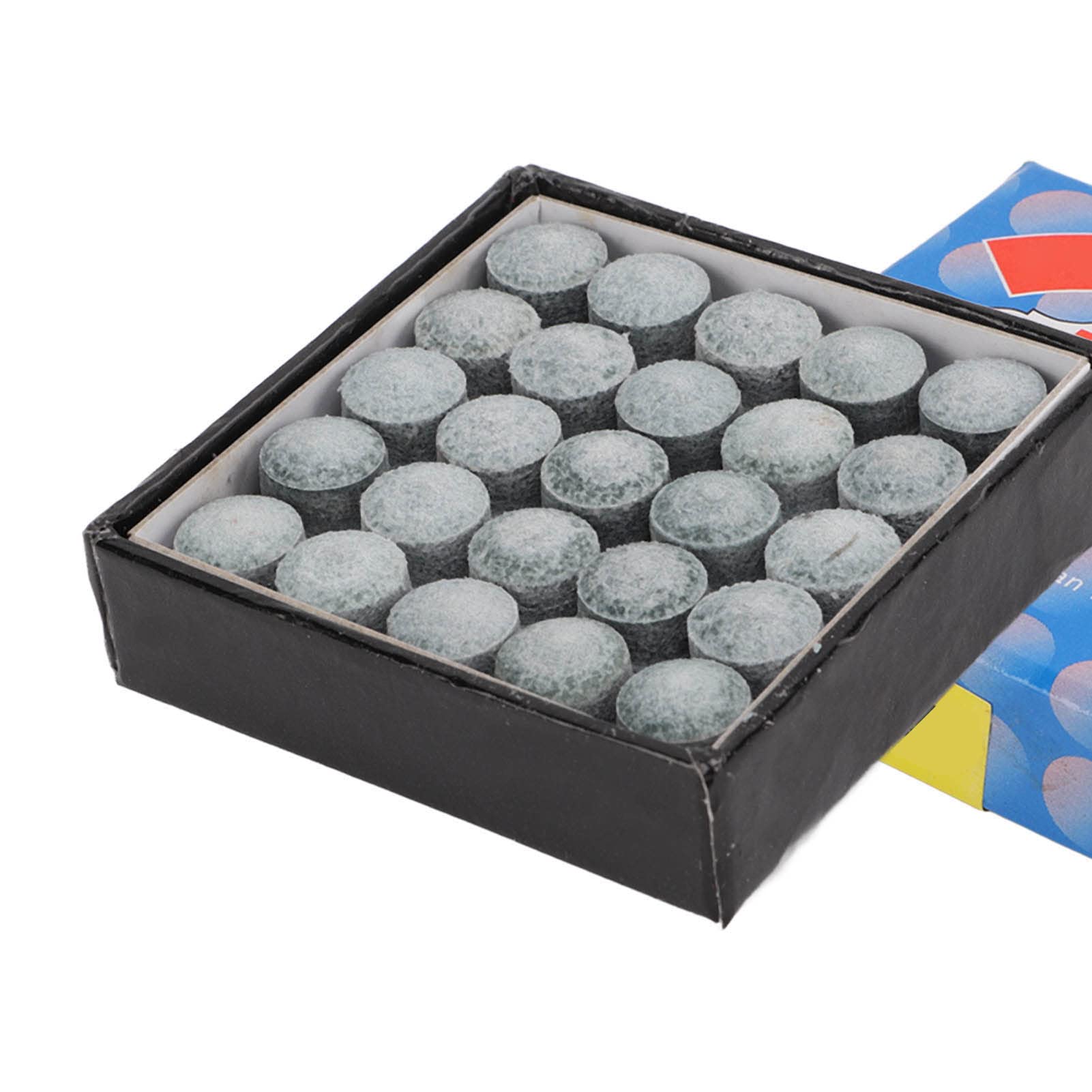 Billiard Cue Tips Replacement, 50Pcs 9mm/10mm/11mm/12mm/13mm Leather Billiard Pool Cue Tips Replacement with Storage Box for Pool Cues Stick and Snooker, Billiard Accessories