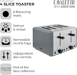 Tower Sera 4 Slice Toaster 1800W Grey with 6 Browning Levels Defrost Reheat view 2