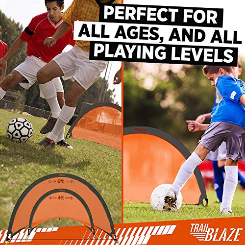 Trailblaze Pop Up Soccer Goals for Backyard - 2 Portable Soccer Nets for Backyard, 8 Disc Cones + Carry Case - Ideal Soccer Equipment for Training