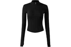 APAFES Women Cropped Workout Half Zip Jackets Lightweight Stretchy Athletic Gym Pullover Tops Sportwear