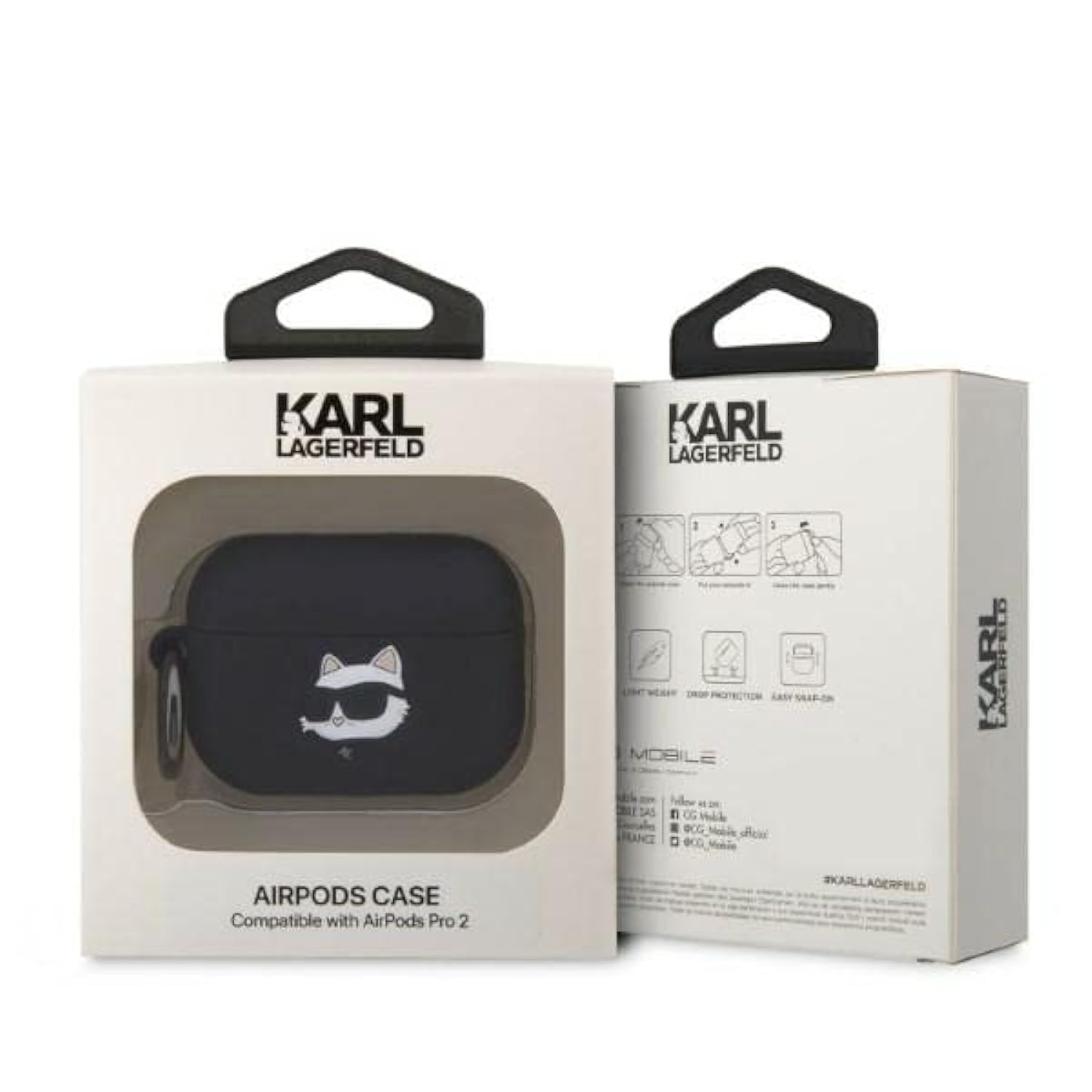 KARL LAGERFELD Silicone NFT Choupette Head 3D Case AirPods Pro 2, Black