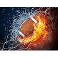 Apomelo 12X16 inches Diamond Art Kit Football Sport Diamond Art Painting Kit for Adults,Football Fire