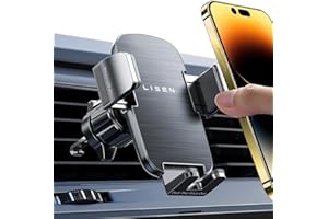 LISEN 2025 Car Phone Mount, Phone Holders for Your Car [Thick Cases Friendly] Car Phone Holder Air Vent Wider Clamp & Metal Hook Cell Phone Car Mount for iPhone Pro Max Samsung Smartphones