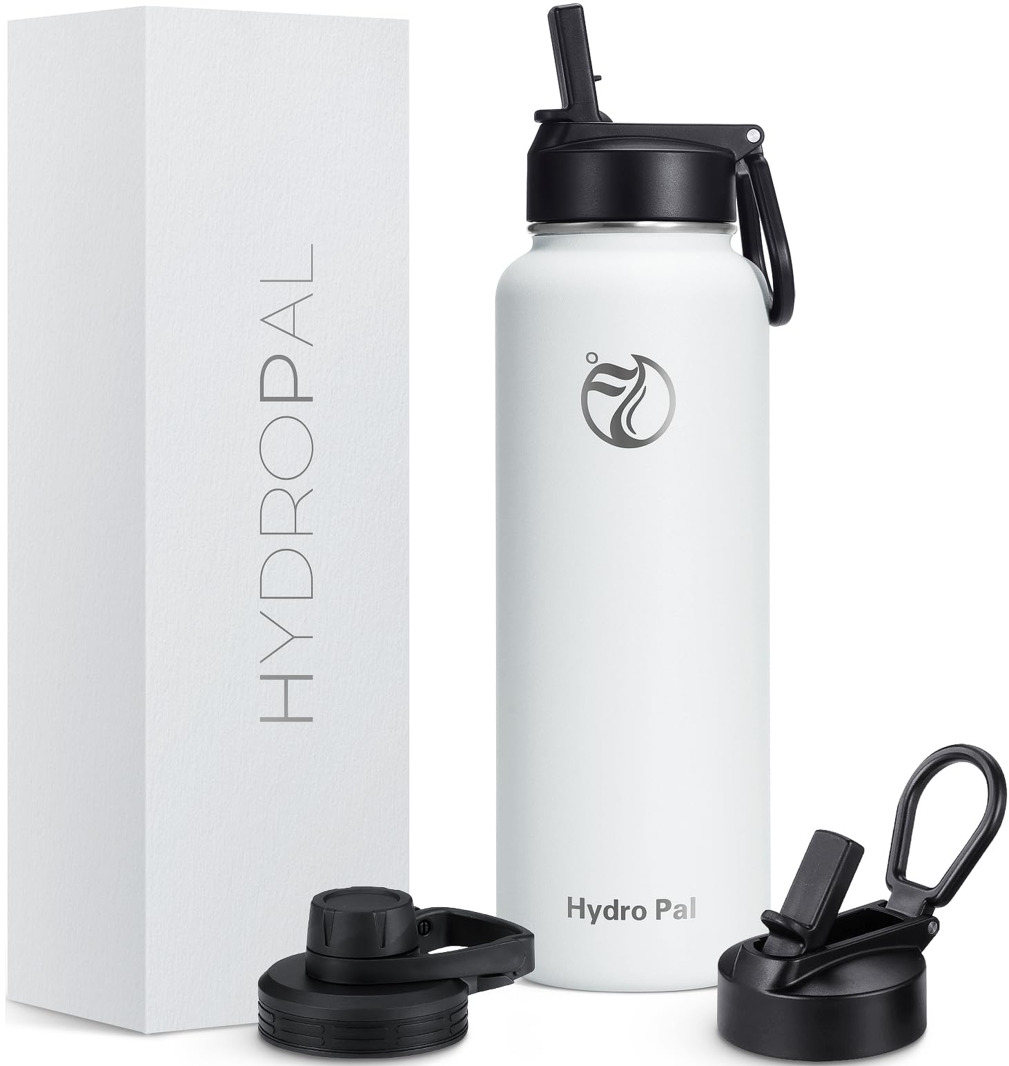 HydroPal Vacuum Insulated Stainless Steel Water Bottle, 1.9L/1.2L/1L/750ml/500ml- 2 Lids (Straw Lid and Spout Lid), 2 Straws Water Bottle for 12 Hours Hot & 24 Hours Cold, Great for Work, Travel