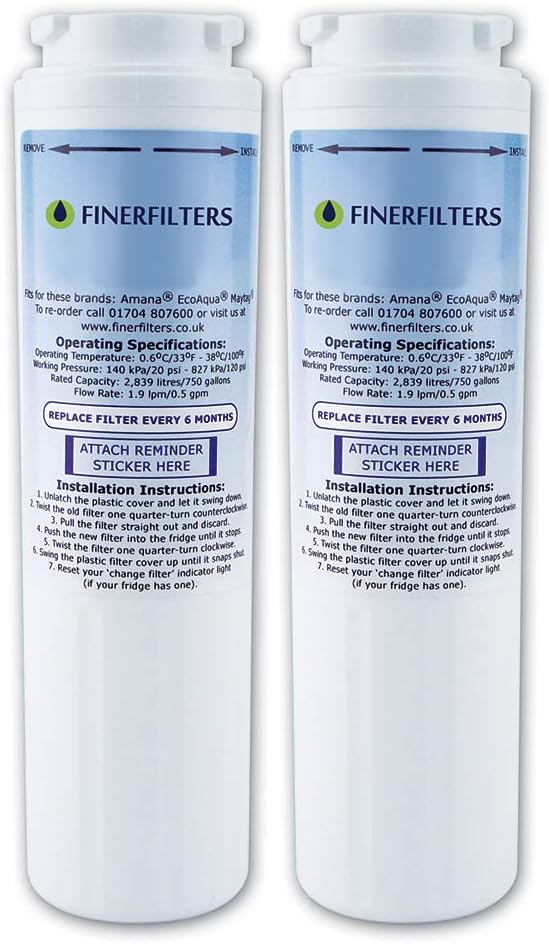 2 x Finerfilters FF-281 Fridge Water Filter Compatible with UltraClarity 644845 Fridge Water Filter Bosch, Siemens, Neff, Miele