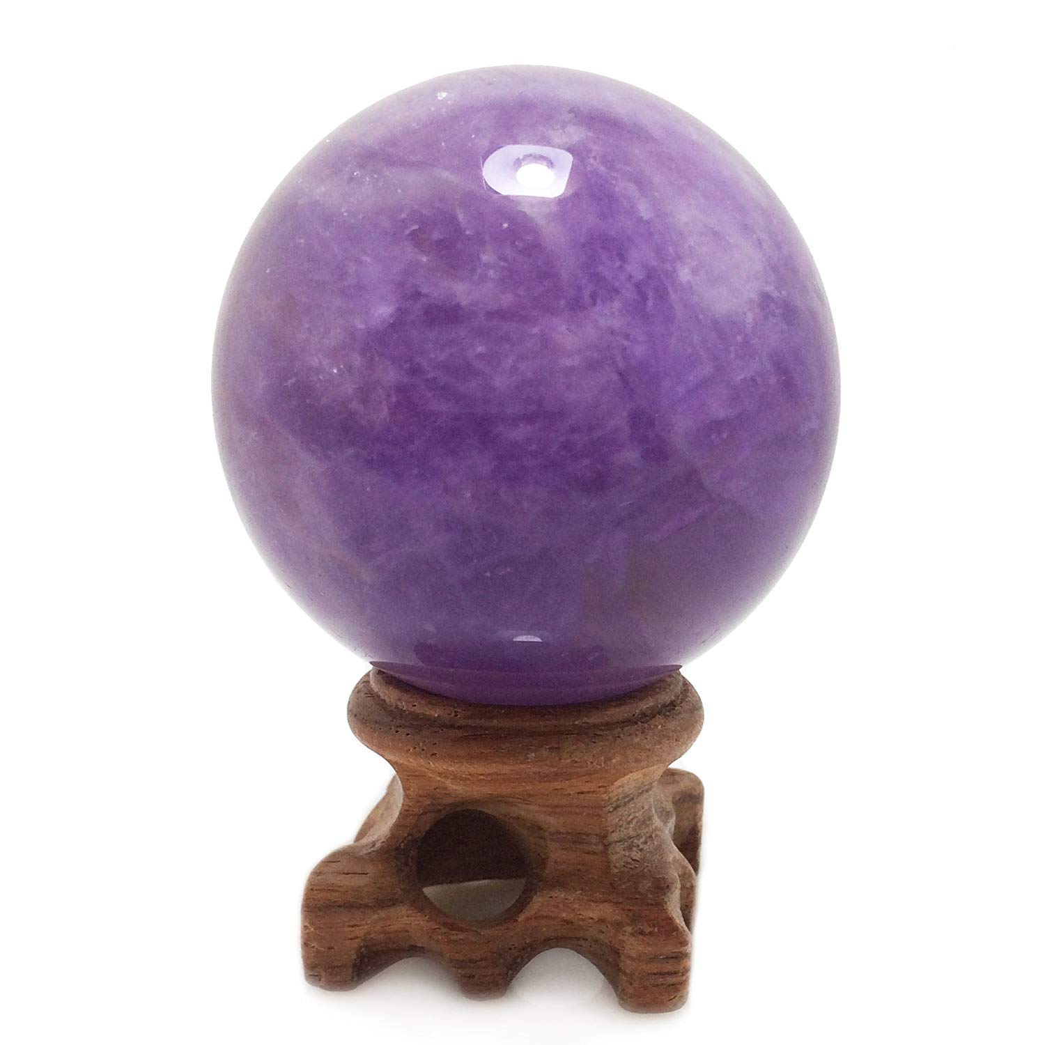 Amethyst Crystal Sphere, Rare Purple Power Stone Ball for Crystal Healing, Meditation, Scrying, Feng Shui, Hand-made