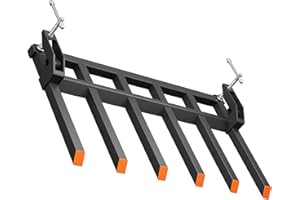 5500 LBS Clamp-On Debris Forks Fit for 60"/62" Tractor Buckets & Skid Steer/Tractor Loaders, L-Type Pull-Out Screws & Dual Nu