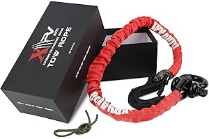 XPV AUTO 4FT Recovery Strap (18,000lb.) with Winch Hook and D-Ring Shackle Synthetic Tow Recovery Rope for ATV Mud Recovery