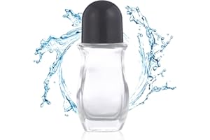 MINTIML Glass Empty Roller Bottles with Plastic Roller Ball,Rollerball Bottle Containers, Leak-Proof Massage Rollerball Bottles Deodorant Roll On Bottles for Essential Oils Perfume Cosmetics (Black, 50 ML)
