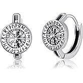 Viking Hoop Earrings 925 Sterling Sliver black hoop Small Vintage Gothic Punk Rock Hoop Earrings for Men Women