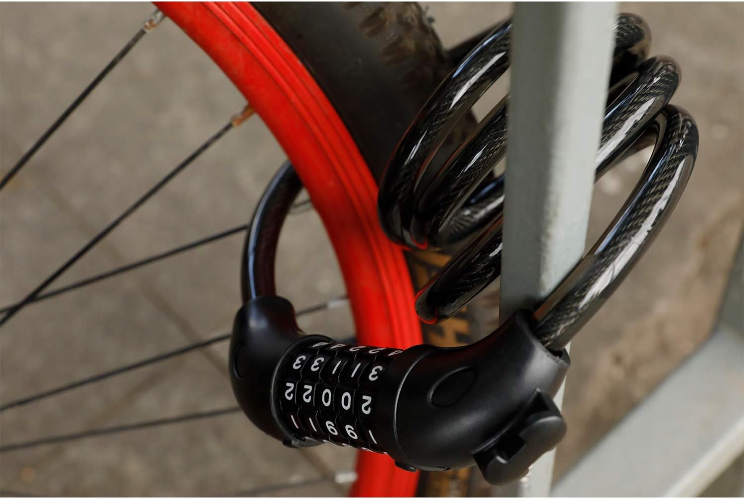 Bike Lock Bicycle Lock Chain ,5-Digit Combination Lock Core Steel Wire Bike Lock Security&Portable Bicycle Locks,1.1m x 1/2 inch (Black) - Image 5