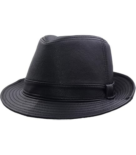 Black Leather Hat for Men Vintage Sheepskin Leather Hat Classic