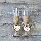 Custom Wedding Glasses Toasting Flutes Glasses Personalized Rustic Wedding Champagne Glasses Bride and Groom Glasses, Rustic Wedding Gifts