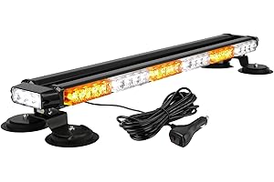 ASPL 29.5" 54 LED Strobe Light Bar Double Side Flashing High Intensity Emergency Warning Flash Strobe Light with Magnetic Base for Safety Construction Vehicles Tow Trucks Pickup (Amber/White)