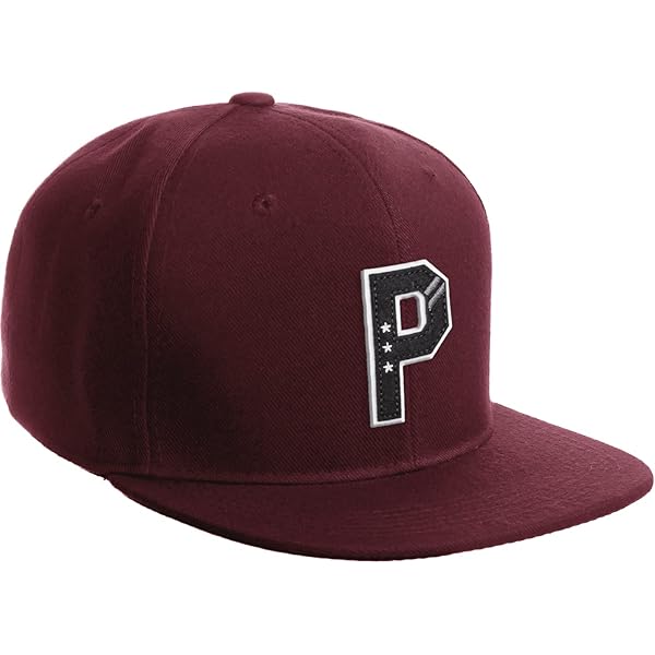 Classic Snapback Hat Custom A to Z Initial Letters, Burgundy