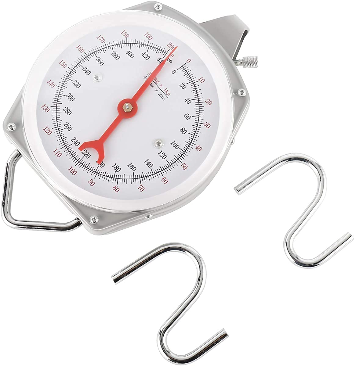 Bulipu Heavy Duty 200 kg Hanging Scale Luggage Fishing Hook Crane Scale Weight Balance with 2 S-Hooks