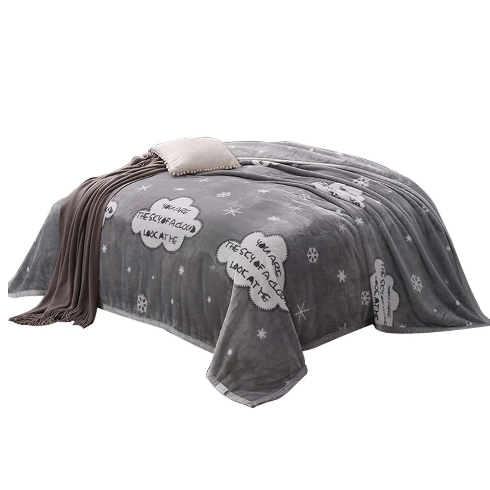 MYLUNE HOME Faux Fur Mink Fleece Blanket Throws Quilt with Snowflakes Pattern for Bedroom Living Rooms Sofa Full/Queen/King Size