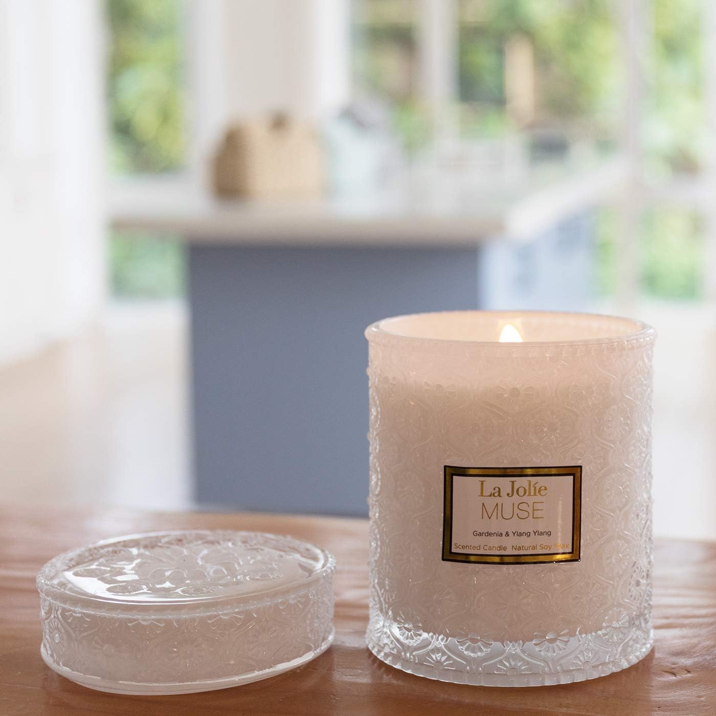 La Jolíe Muse Scented Candle Gardenia & Ylang Ylang Candle Gifts for Women 19.4Oz /550g Large Glass Jar Candles Natural Soy Wax Candle for Home 90 Hours Long Burning Time - Image 5