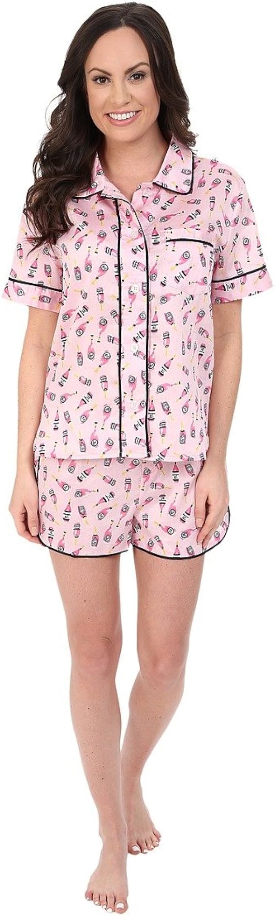 JANE & BLEECKER Women's Sateen Short Pajama Set, Pink Champagne, X-Small at Amazon Womenâs 