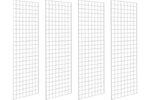 NEESEEYEE Commercial Grade Gridwall Panels – Heavy Duty Grid Panel for Any Retail Display, 2’ Width x 6’ Height, 4 Gridwall Panels Per Carton (White Finish)