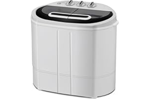 Spurgehom Portable Washing Machine, 15.8 lbs Capacity Washer and Dryer, 2 In 1 Mini Compact Twin Tub Washer and Dryer Dombo for RV Camping, Apartment, Dormitory, Washing Machine for Tenants，Black