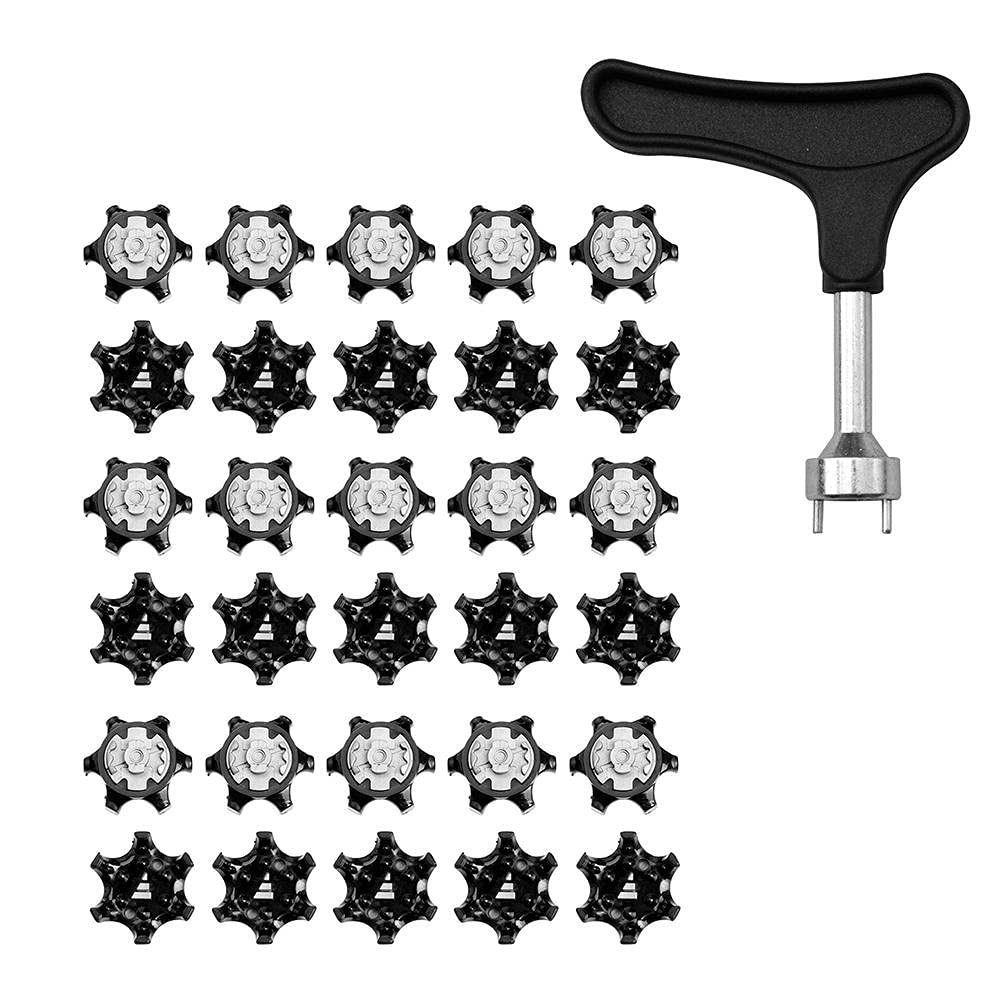 30PCS Golf Shoes Spikes Anti Slip Golf Shoes Spikes Pins Replacement Soft Fast Twist Studs with Golf Spike Wrench for Golf Training Aids