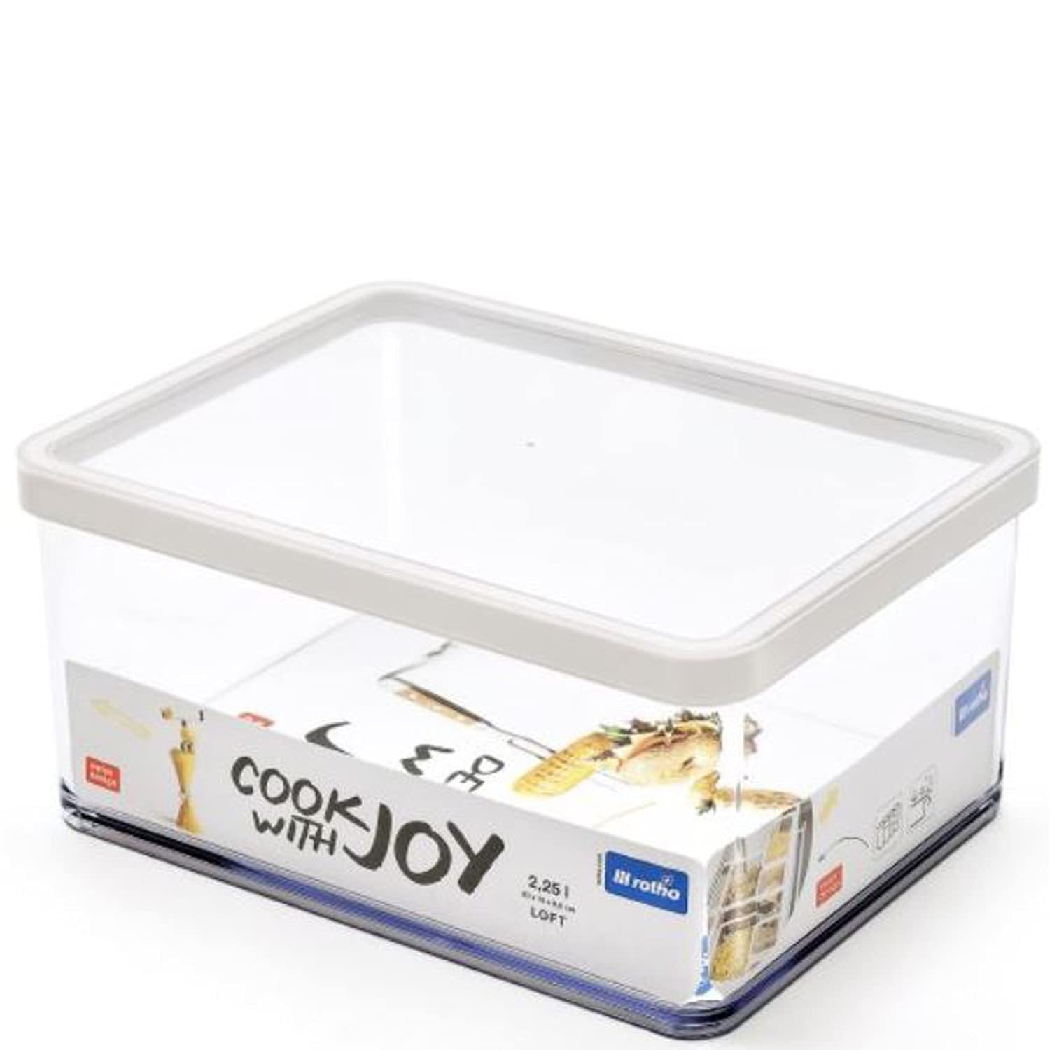Rotho, Loft, storage box 2.25 l with lid, Plastic (PP) BPA-free, white/transparent, 2,25l (20,0 x 15,0 x 9,6 cm)