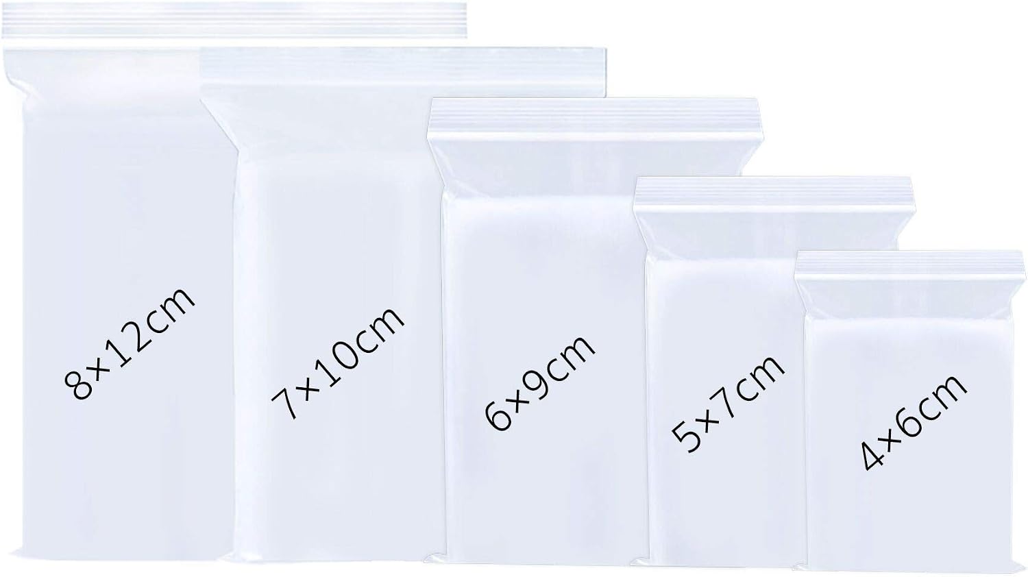 500pcs Grip Seal Bags 5 Mixed Size Reusable Poly Zip Lock Resealable Small Clear Plastic Bags for Christmas Food Jewellery Craft Beads Storage