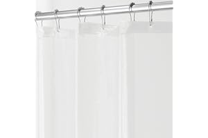 INTERDESIGN iDesign Waterproof PEVA Plastic Shower Curtain Liner for Use Alone or With Fabric Curtain, 72” x 72”, Clear