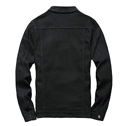LAMKUKU Mens Denim Jacket Ripped Slim Jean Jacket