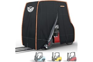 SKYJDM Forklift Cover Waterproof, Heavy Duty 420D Oxford-Fabric with Side Zipper, Vent & Reflective Strips for Rain & UV Protection, Fits Forklifts Up to 6000 Lb