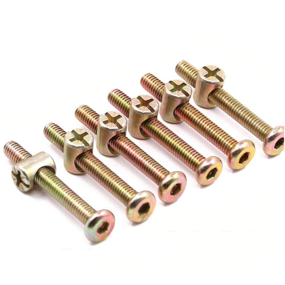 Furniture Bolt Nut Set 15 Sets M6 Barrel Nuts Bolts Zinc Plated Allen Head Bolt with Philips-Slotted Barrel Nut for Crib Bunk Bed Furniture Cot (50mm)