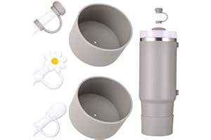 DUNLAGUE Boot and Straw Cover Set - 2pcs Silicone Boot, 3pcs Straw Cap, Bottom Protector for Stanley Cup H2.0 30oz & 40oz, Exact Color Match with Stanley, Accessories