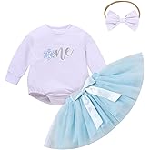 IBTOM CASTLE First Birthday Outfit Girl Baby Long Sleeve Romper Tutu Skirt with Headband Fall Winter Photoshoot Clothes