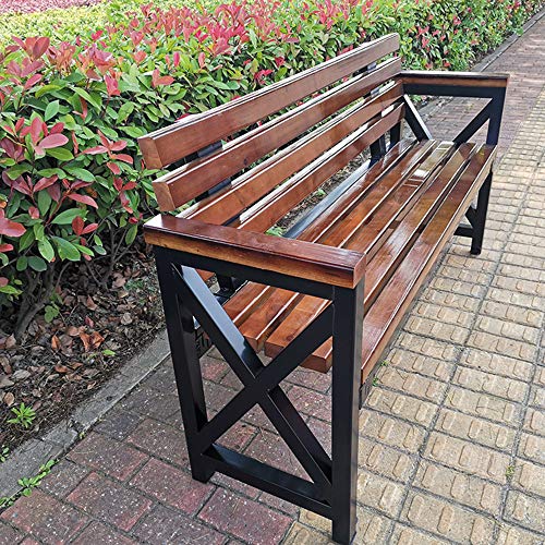 Gartenterrassenbank Gartenbank Im Freien,Gusseisenrahmen Und Korrosionsschutz-Massivholz-Gartensitzparkbank,Freizeit… – Bild 5