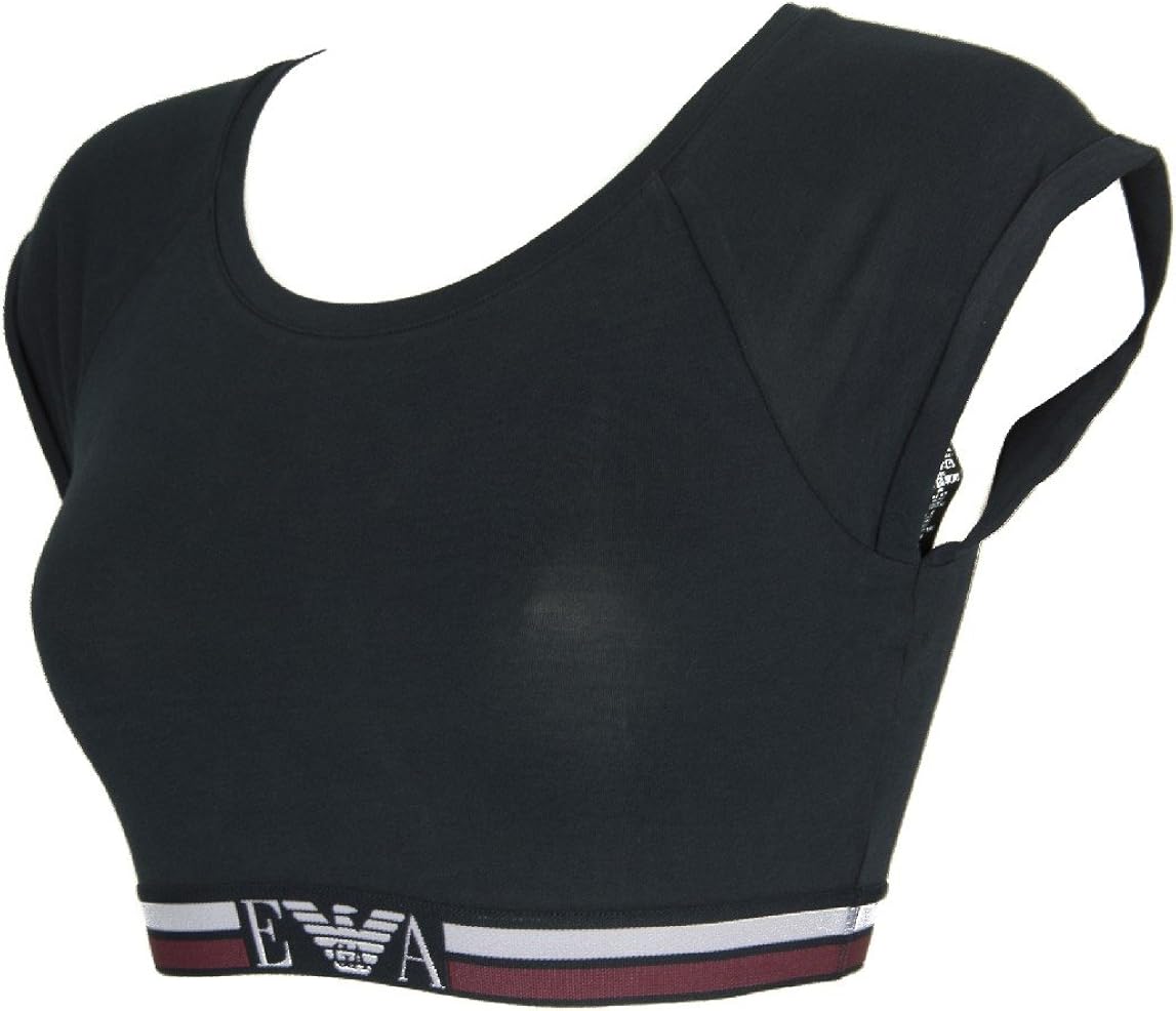 Emporio Armani Women's Visibility Athletic Crop Top, Marine, XS at Amazon Womenâs Clothing store