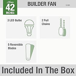 Hunter Fan Company, 51090, 42 inch Builder Snow