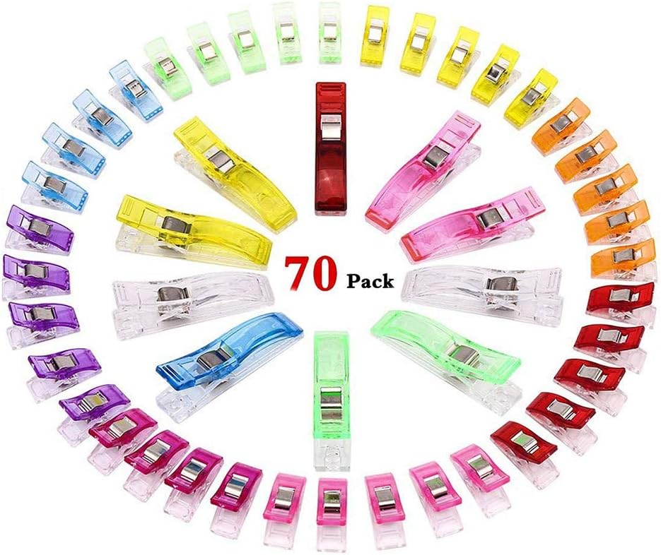 GeMoor 70 Pcs Staples Sewing Staple Sewing Staple Plastic Wonder Clips Fast 8 Colors Crochet, Cloth Clips Set