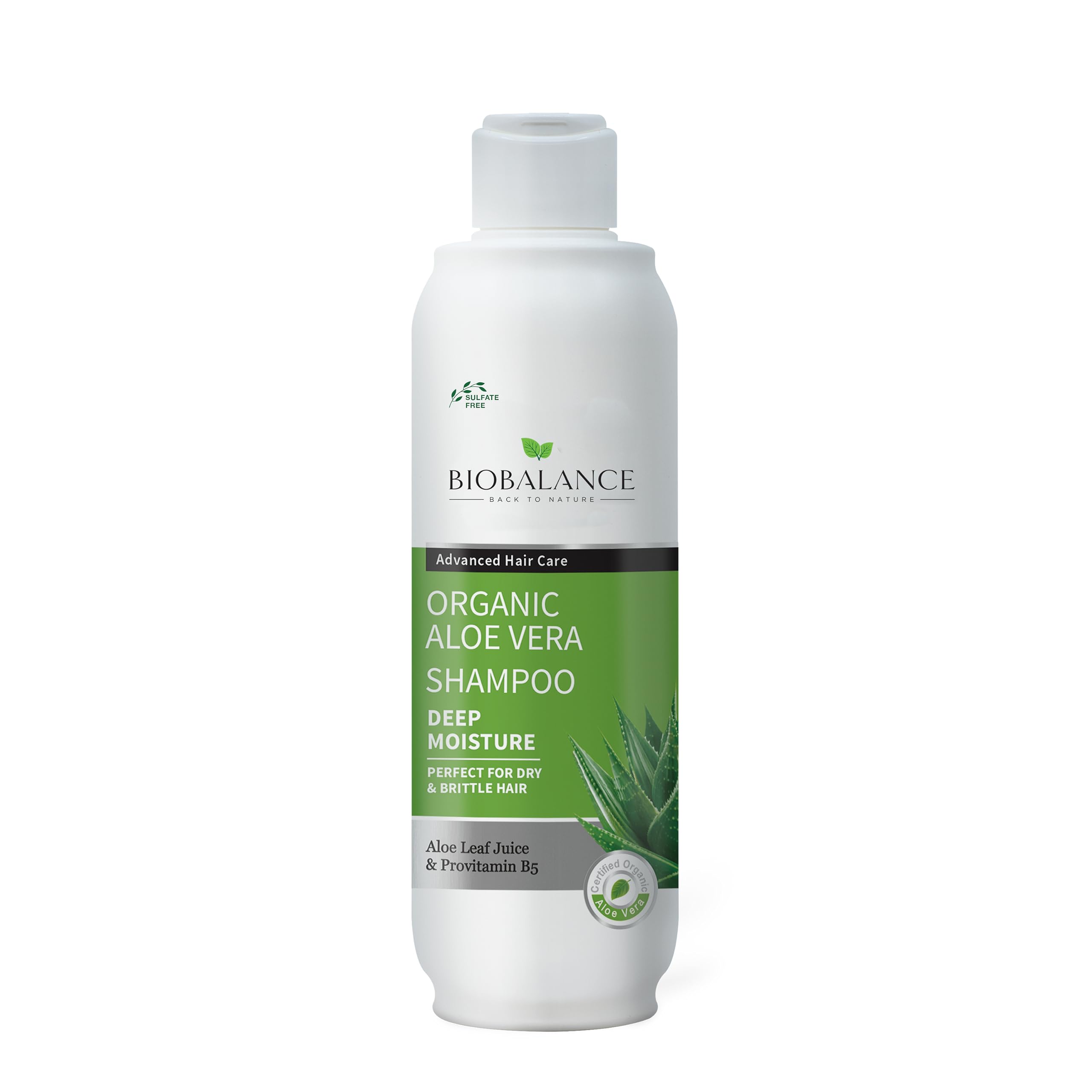 BioBalance Organic Aloe Vera Shampoo | 330ml | Hydrating Shampoo for Dry Hair | Deeply Moisturising Haircare | Strengthen Brittle hair | Anti Dandruff | Sulphate Free