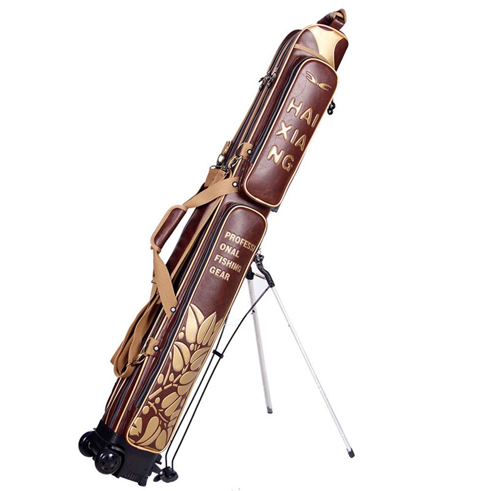 収納袋 三角形の合金ブラケット 釣り好きに適して 釣具 釣り Brown 頑丈で丈夫 B07ppt6ng8 125cmの広いスペースの釣り用具入れ 磯竿 早い者勝ち