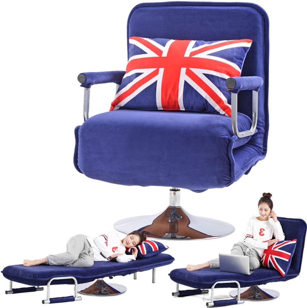 lijunjp Convertible Sofa Bed, Folding Arm Chair Sleeper Leisure Recliner, 360 Degree Rotation Adjustable Height, for Living Room, Bedroom, Office