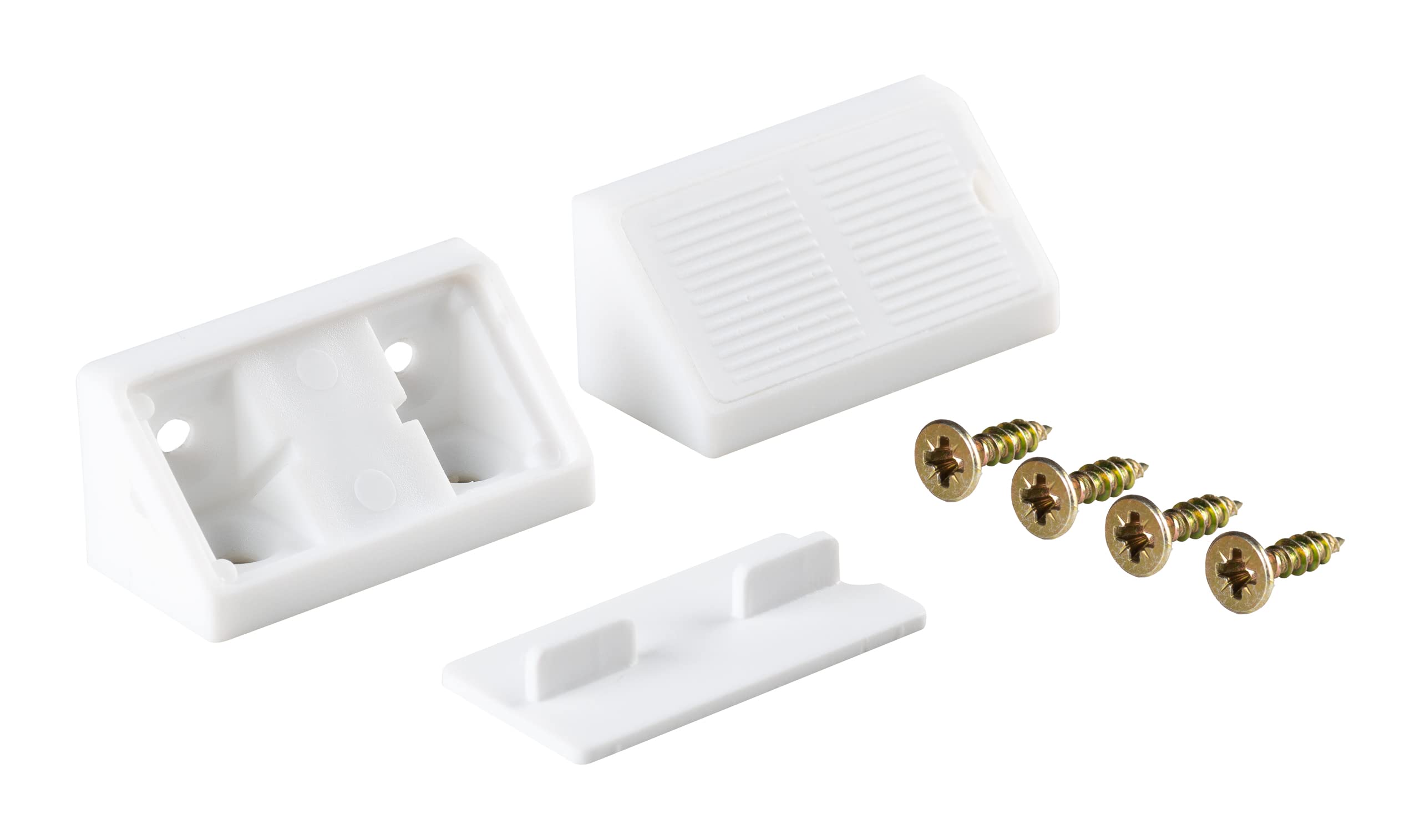 ALUSFERA Angle Connector Double Set 20/40 x Furniture Connectors Cabinet Connector Construction Angle Body Connector with Cover Flap Rear Wall Connector with Screws White