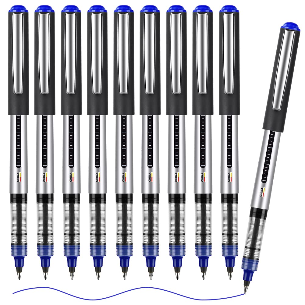 OFFCUP Liquid Ink Rollerball Pen, 10pcs Gel Pens, 0.5mm Quick-Drying Ballpoint Pens Rollerball Pens Writing Pens for Bullet Journal, Notebook. School & Office Accessories for Students Adults (Blue) — image 1