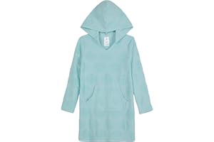 Saint Eve Kids Girls Hooded Terry Cover-Up Dress Long Sleeve Pullover with Front Pocket Soft Terrycloth with Summer Graphics