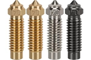 CNZTHDY 4PCS 3D Printer Extruder Nozzles Kit for Neptune 4 Plus/Max, Packed High Temperature and Wear Resistance 1PC 0.4mm Hardened Steel Nozzle, 1PC 0.4mm Brass Alloy Nozzle and 2PCS 0.4mm Brass Nozzles
