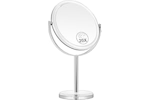 MIYADIVA 20X Magnifying Mirror, Magnifying Makeup Mirror with Stand, Double Sided Tabletop Mirror with 20X/1X Magnification, 360° Rotation Vanity Mirror for Bedroom and Bathroom 8 Inches