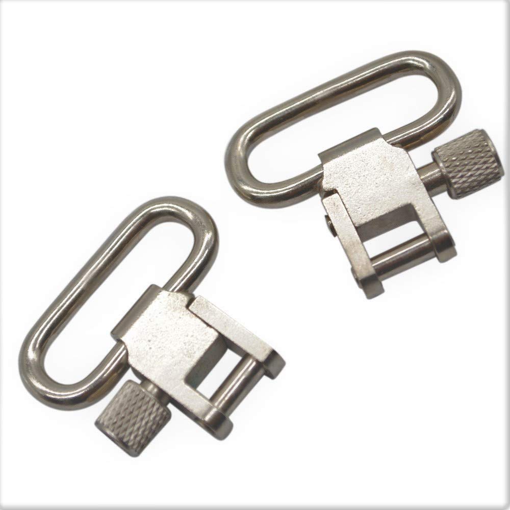 2-pack Silver 1.0 Inch Quick Detachable Heavy Duty Sling Swivel for Rifle Sling Quick Release gun Swivels