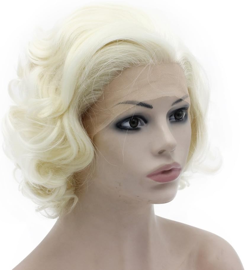 Short Curly Half Hand Tied Lace Front light blonde Stylish Wig - Image 3