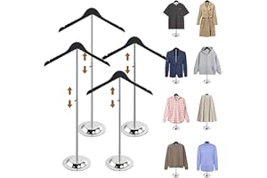 DIGDOZER Adjustable Shirt Display Stand 4 Pcs, 20-35 Inch Height Tshirt Display Stand for Vendors, Wood T Shirt Mannequin Display forShirt, Jacket, Coat at Clothing Vendor Events, Trade Fair, Trade Show(Black)