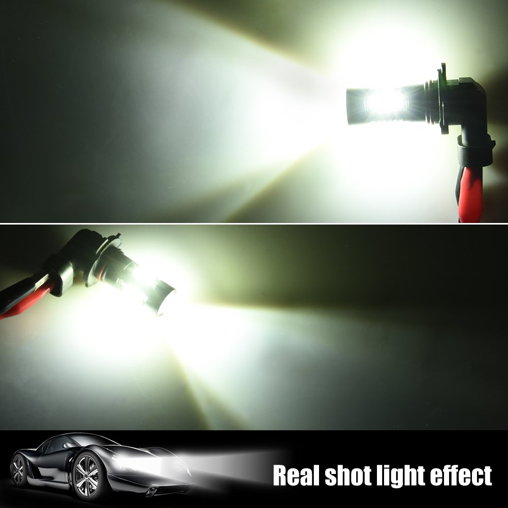 60W 1960Lumens Extremely Bright H16 LED Car Fog Lamps Xenon White 6000K Powerful CREE 12SMD LED Bulbs Fog Light Bulbs Replacement IP68 Waterproof ACUMSTE H16// 5202//9009 LED Fog Lights Bulbs 2pcs